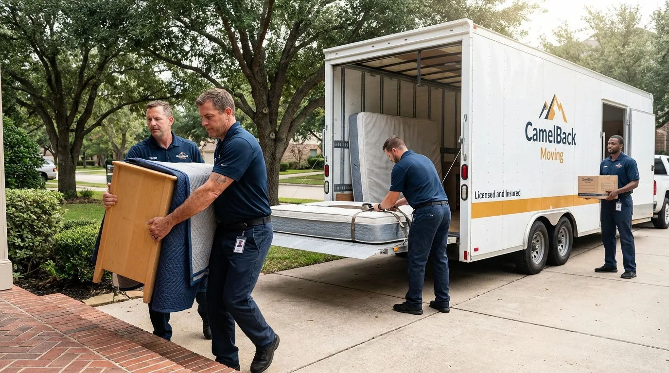 Crew loading residential truck for cross-state move from Norristown, PA